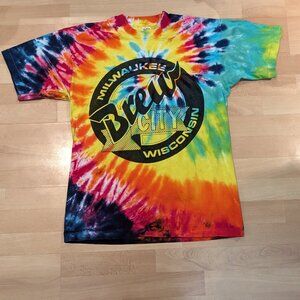 Vintage Tie Dye - Milwaukee, Wisconsion.Brew City Single Stitch T-Shirt - L- Mad